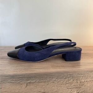 Veronica Beard Cecile Leather Cap-Toe Slingback Sz 8